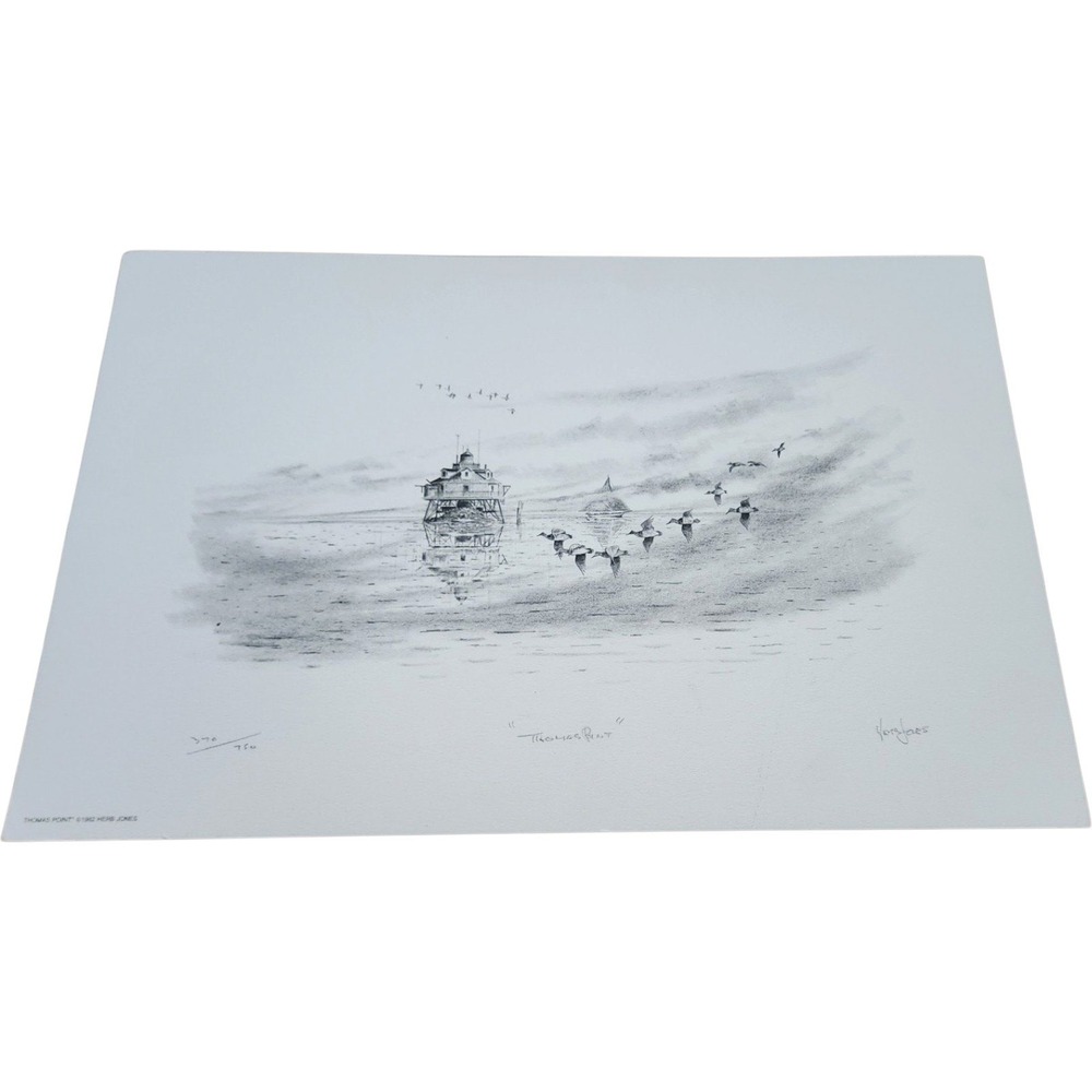 Herb Jones Thomas Point Shoal Lighthouse Print Signed Numbered 370/750 1982